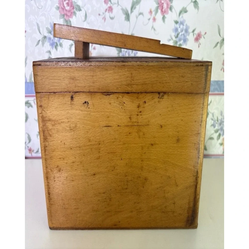 Vintage Handmade Wooden Shoe Shine Valet Box Slanted Footrest Storage Chest